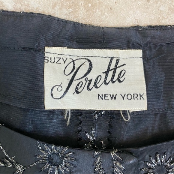 Vintage Suzy Perette New York Black embroidered floral 1950’s Dress - Picture 9 of 13